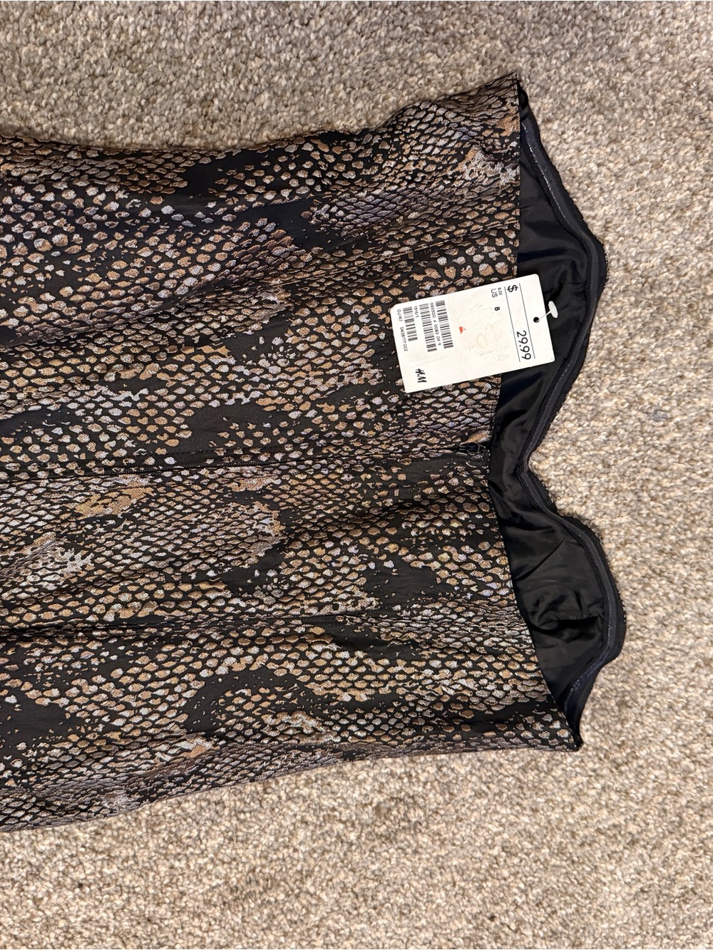 H&M Black and Brown Snake-Print Strapless Top